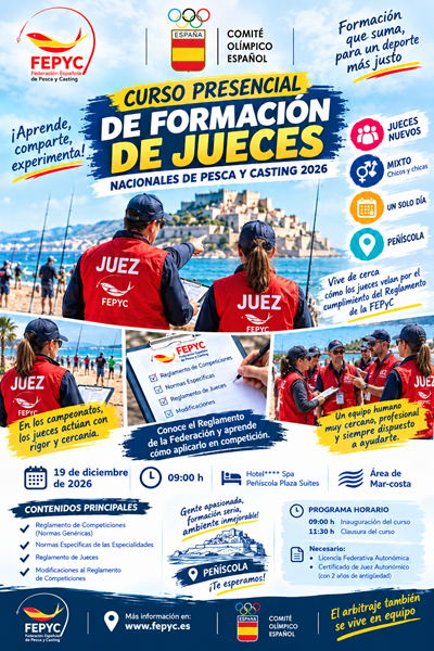 Curso de Formación de Jueces Nacionales de Pesca y Casting 2026